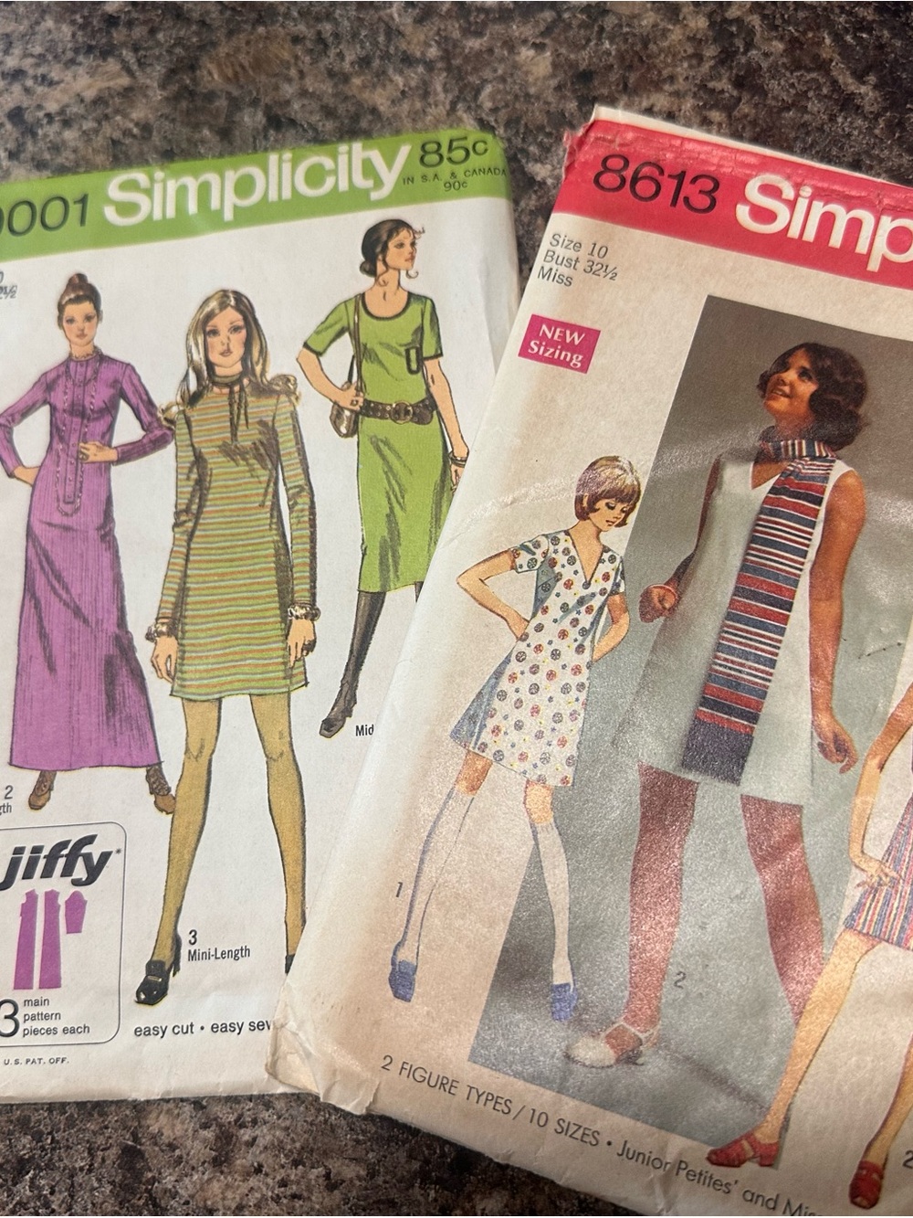 Simplicity Women's Mini Dress Pattern Pack in Green and Purple